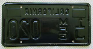 1963 (base) California MFG (Manufacturer) License Plate 20,  NOS 2