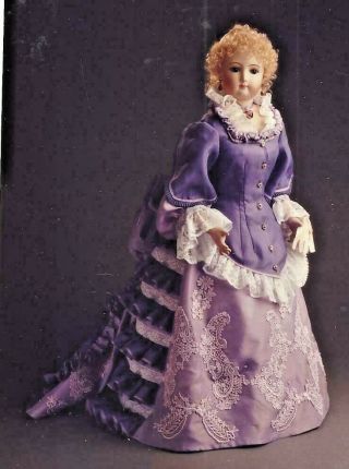 31 " Antique F.  Gaultier French Fashion Doll@1872 Bustle Ball 2 - Pc.  Dress Pattern