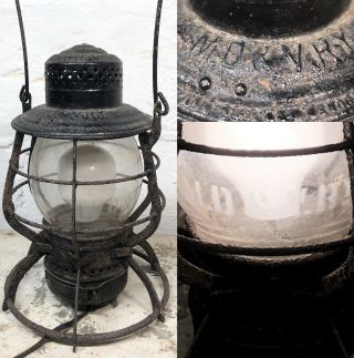 Rare 1897 Etched “maryland Deleware & Virginia Railway” Railroad Lantern B&o Rr