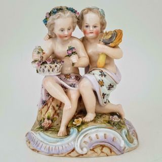 Antique Ernst Bohne & Sohne Rudostadt Dresden Porcelain Children Figurine C1890