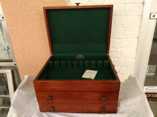 Reed & Barton Sterling Silverplate Flatware Wooden Storage Chest Case Box