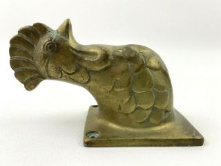 Vintage Brass Rooster Head Wall Hanging Towel Apron Holder Farmhouse Country