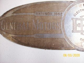 General Motors Locomotive Builders Plate CB&Q/ BN SD7 Nov.  1952 2