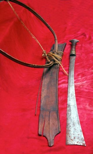 Congo Old Rare African Kuba Sword With Wooden Scabbard