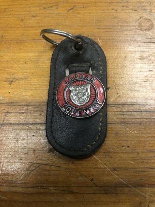 Vintage Jaguar Coventry Leather Key Ring Fob