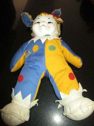 Htf Vintage Rushton Co.  Star Creations Plush Toy Bunny Rabbit In Clown Outfit