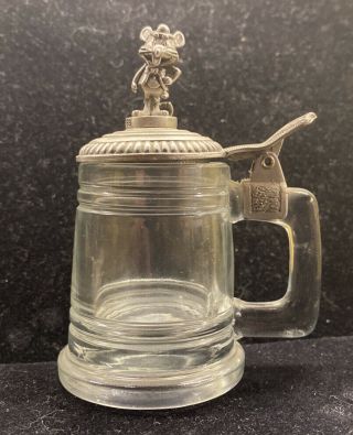 Vintage 1983 Pizza Time Theater Chuck E Cheese Mini Glass & Pewter Beer Stein