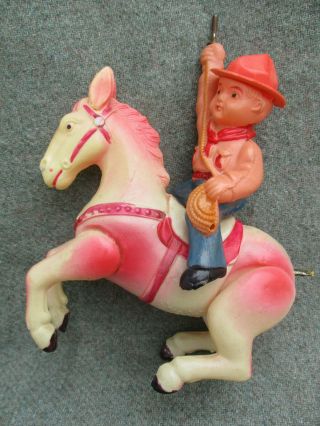 OLD VINTAGE 1940s - 1950s OCCUPIED JAPAN WIND - UP TOY CELLULOID COWBOY ON HORSE 2