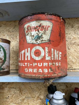 Vintage Advertising 10lb Sinclair Litholine Grease Can B - 540