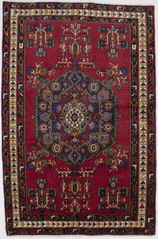 Semi Antique Red Tribal Design 4x6 Vintage Meshkin Oriental Foyer Rug Carpet