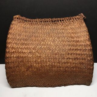 Early Antique Nw Coast Nootka Native American Basket Weave Purse Bag