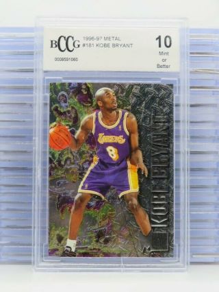1996 - 97 Fleer Metal Kobe Bryant Rookie Card Rc 181 Bccg 10,  Lakers N51