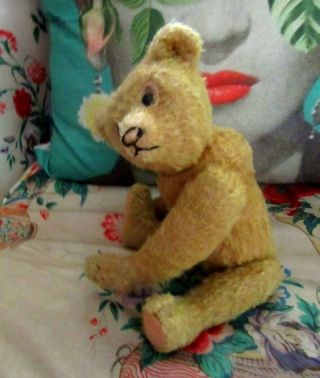 Antique Steiff Mohair Teddy Bear Jointed,  Straw Stuffed,  Shoe Button Eyes