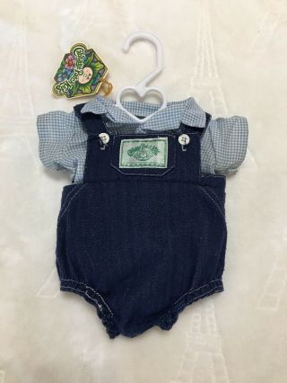 Authentic Vintage Cabbage Patch Kids Clothes Doll Cpk Outfit Overalls Blue Shirt