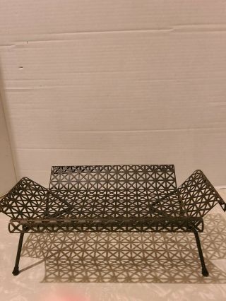 Vintage Mid Century Black Perforated Metal Tray With Legs 13 