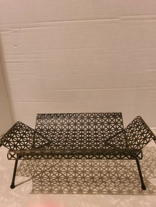 Vintage Mid Century Black Perforated Metal Tray With Legs 13 
