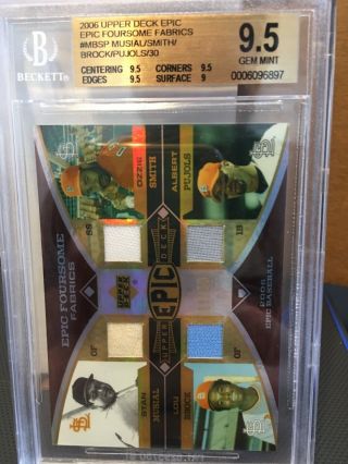 2006 Ud Epic Foursome Musial/smith/brock/pujols 4x Jersey 11/30 Bgs 9.  5 Gem