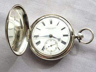 1877 Silver Fusee Full Hunter Gents Pocket Watch.  S Sieger.  Glasgow Antique