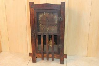 Antique Ingraham Solid Oak 8 Day Mission Shelf Clock
