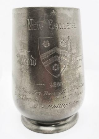 Antique COLLEGE OXFORD 1890 Pewter ROWING TROPHY TANKARD Torpid Fours 2