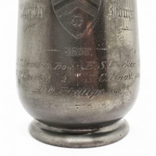 Antique COLLEGE OXFORD 1890 Pewter ROWING TROPHY TANKARD Torpid Fours 3