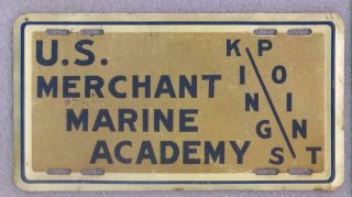 Vintage U.  S.  Merchant Marine Academy Kings Point York License Plate