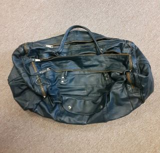 Classic Retro Leather Travel Duffle Carry On Bag Vintage Luggage Blue