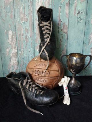 Set Vintage Leather Football Shoes,  Soccer Shoes,  Leather Ball,  Laces,  Cup /trophee