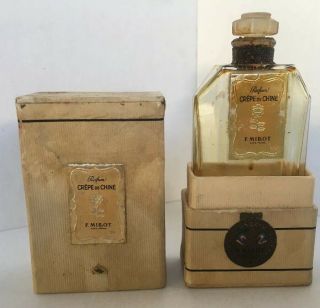 Vintage Crepe De Chine By F.  Millot Parfum Glass Bottle With Box