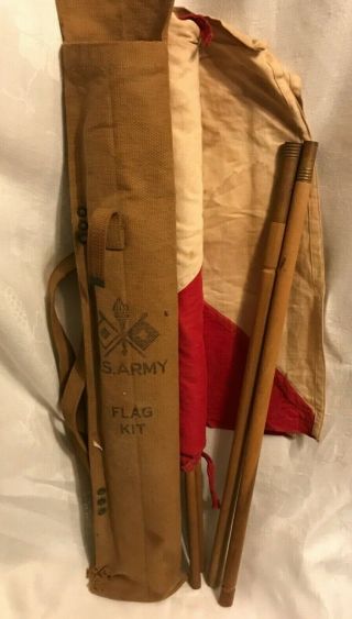 Vintage Us Army Signal Corps Flag Kit Canvas Bag Flags Military
