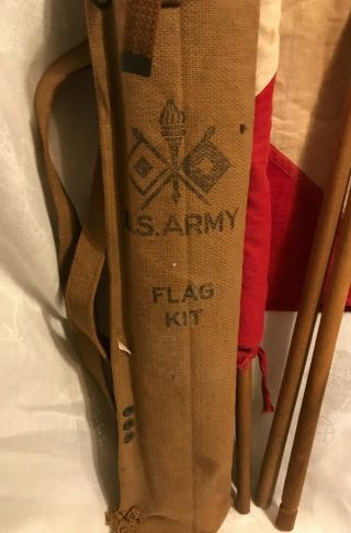 Vintage US Army Signal Corps Flag Kit Canvas Bag Flags Military 3