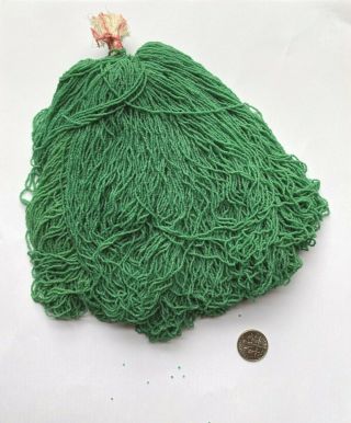 RARE Antique Micro Seed Beads - 18/0 Greasy Leaf Green Huge Master Hank - - 440 grams 2