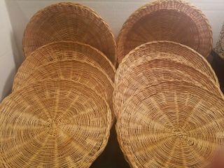 Vintage 1960s Wicker Straw Rattan Woven Paper Plate Holders 8 Camping Picnics P8