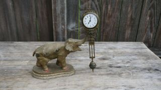 Antique German Mystery Swinging Arm Junghans Elephant Statue Clock
