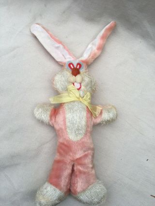 Vintage Pink Easter Bunny Rabbit Plush Felt Eyes 15” Japan