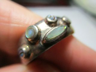 Sterling Silver 925 Estate Vintage Afi Abalone Tapered Band Ring Size 7.  5