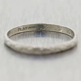 7 - 5 - 31 1930 ' s Antique Art Deco Platinum Engraved Wedding Band Ring 2