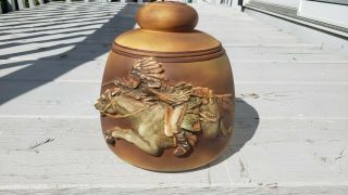 Antique Nippon Indians Humidor / Biscuit / Tobacco Porcelain Jar