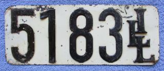 1907 Illinois Pre State License Plate 5183
