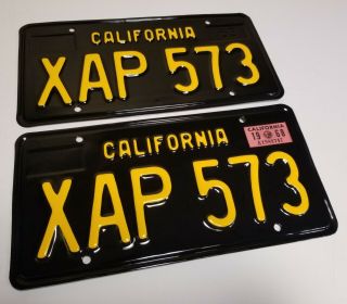 1968 Vintage California License Plates Coupe Sedan Dmv Clear