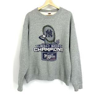 Xl Vintage 2000 World Series York Yankees Crewneck Sweatshirt Gray Mlb C022