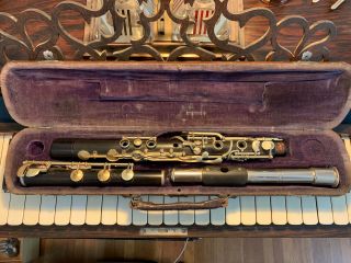 Vtg Antique Anon Siccama (?) German (?) Wood & Nickel Flute With Case