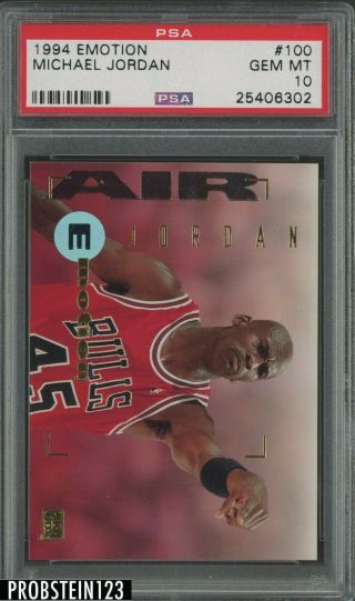 1994 - 95 Skybox Emotion 100 Michael Jordan Chicago Bulls Hof Psa 10 Gem