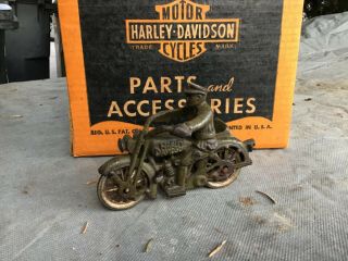 1930s Hubley Harley - Davidson Cast Iron Motorcycle & Sidecar Toy
