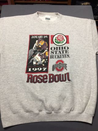 Vtg 90s Tultex Ohio State Buckeyes 1997 Rose Bowl Crew Neck Sweatshirt Large L