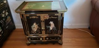 2 Oriental Furniture Korean Antique Style 2 Drawer End Table Chest
