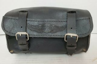 Vintage Harley Davidson Tool Bag Leather Front Fork Handlebar Small Accessory