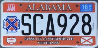 2015 ‘s Alabama Scv Sons Of Confederate Veterans License Plate