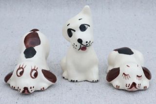 3 Vintage 1940s Rio Hondo Or Walker California Pottery Puppy Dog Figurines