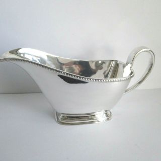 Vintage Silver Plate Gravy / Sauce Boat On Pedestal Base - Gleaming - T W & Co